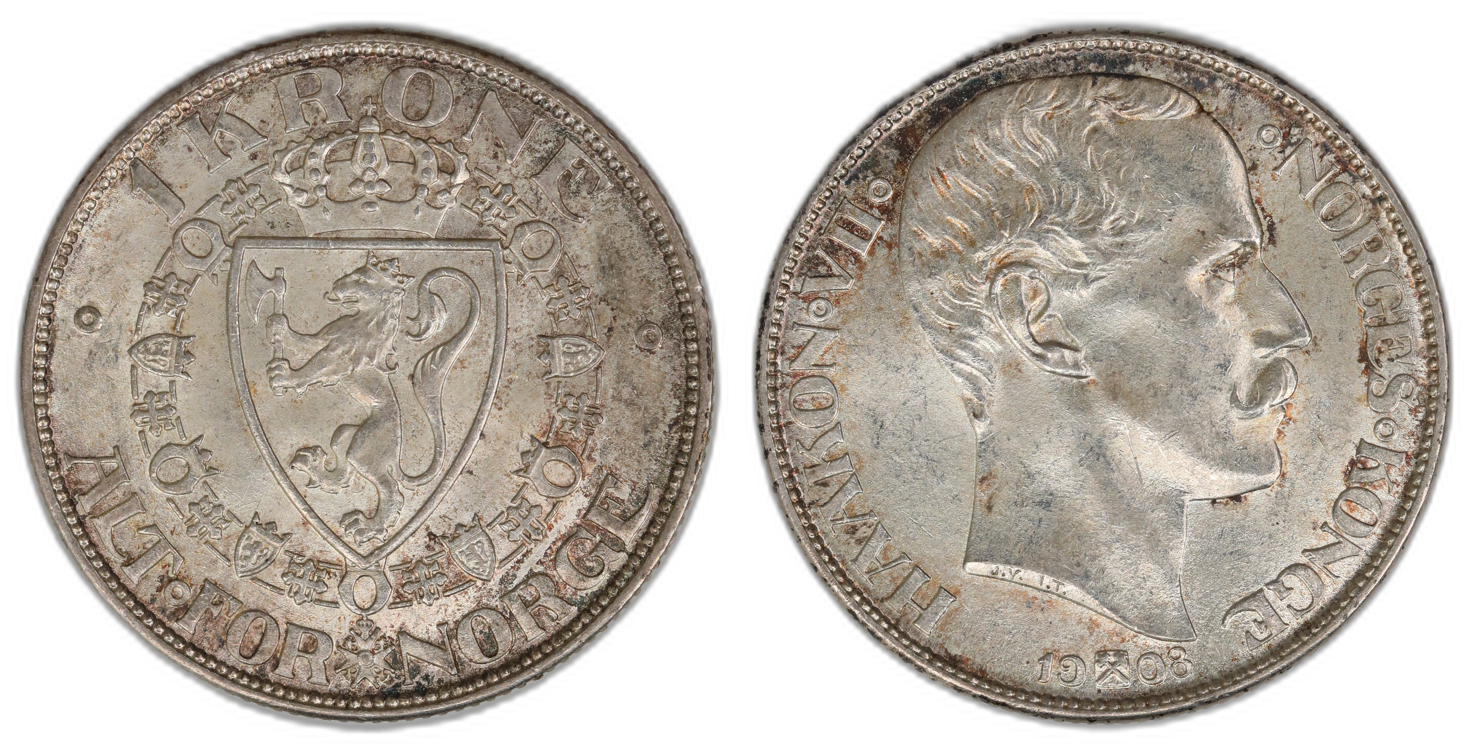 Norge 1 Krone 1908 Plate Kv: 0/01