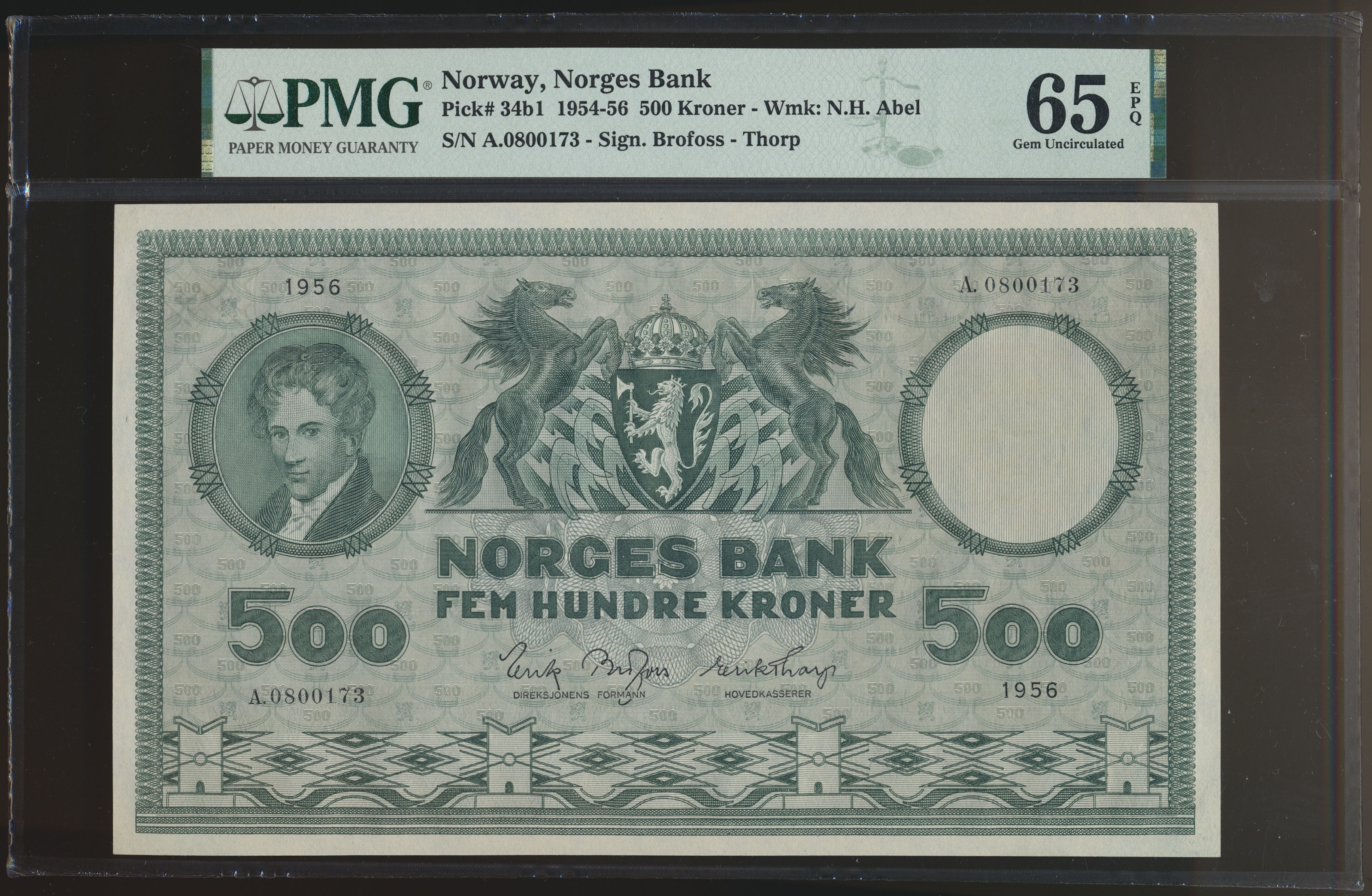 500 Kroner 1956 A PMG 65 EPQ