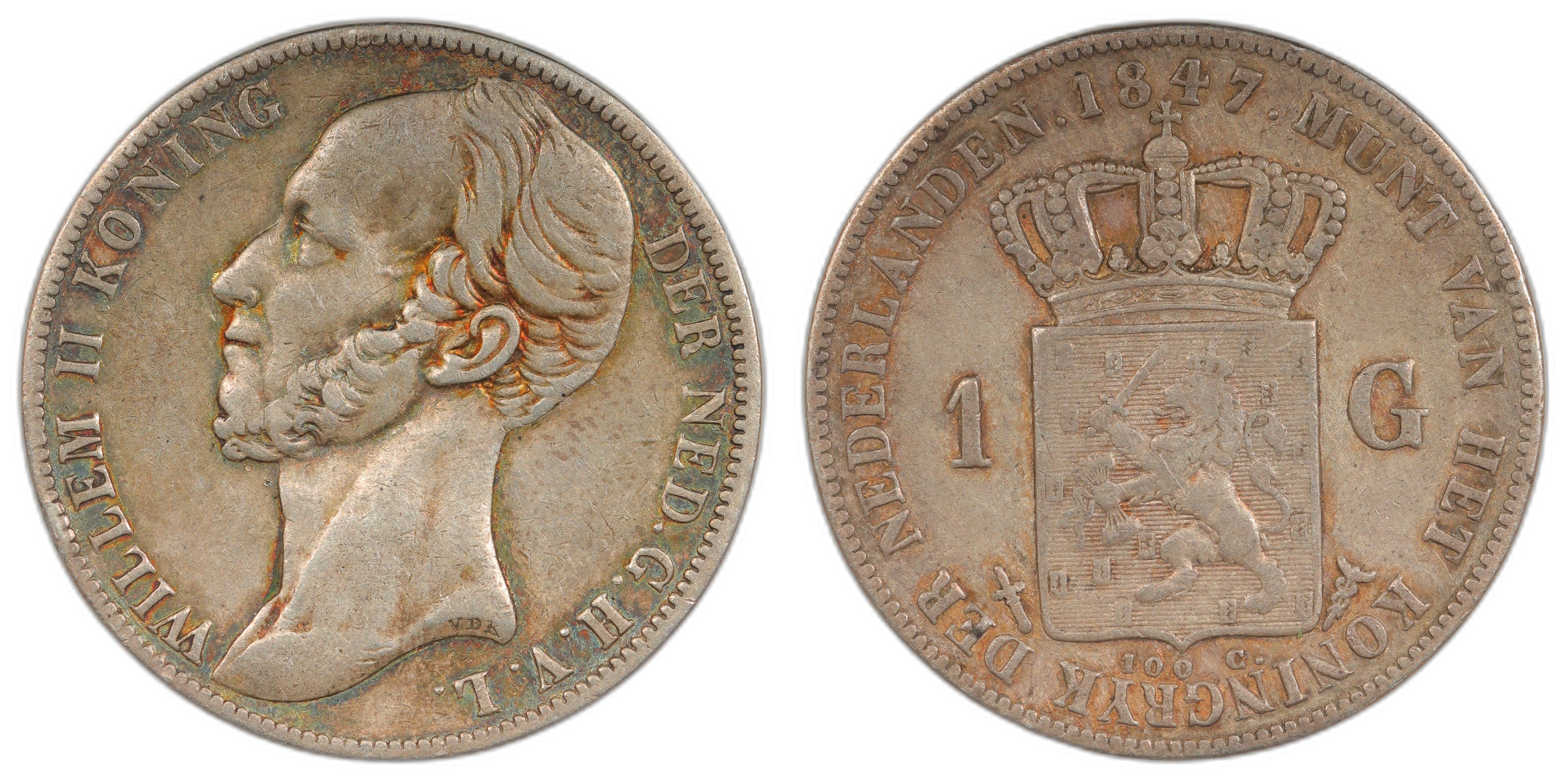 Nederland 1 Gulden 1847 Kv 1/1+