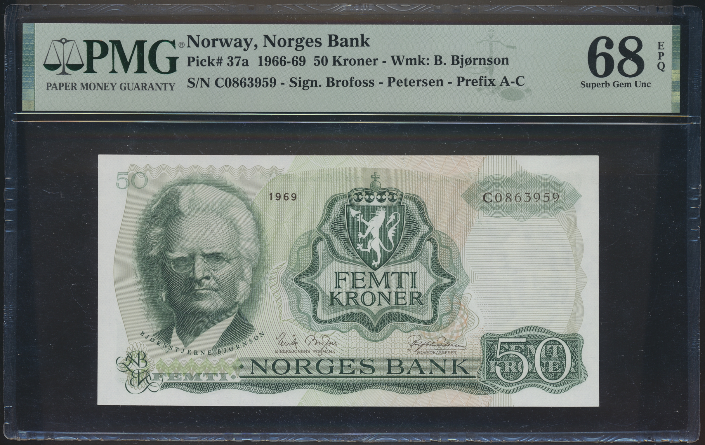 50 Kroner 1969 C PMG 68 EPQ