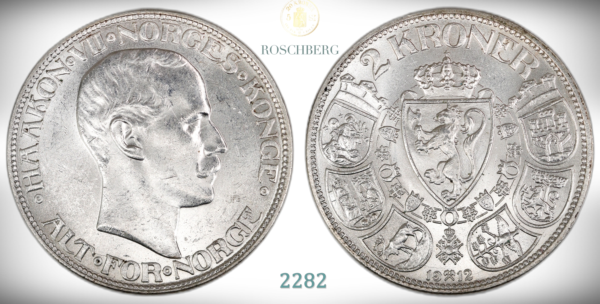 Norge 2 Kroner 1912  Kv: 0/01