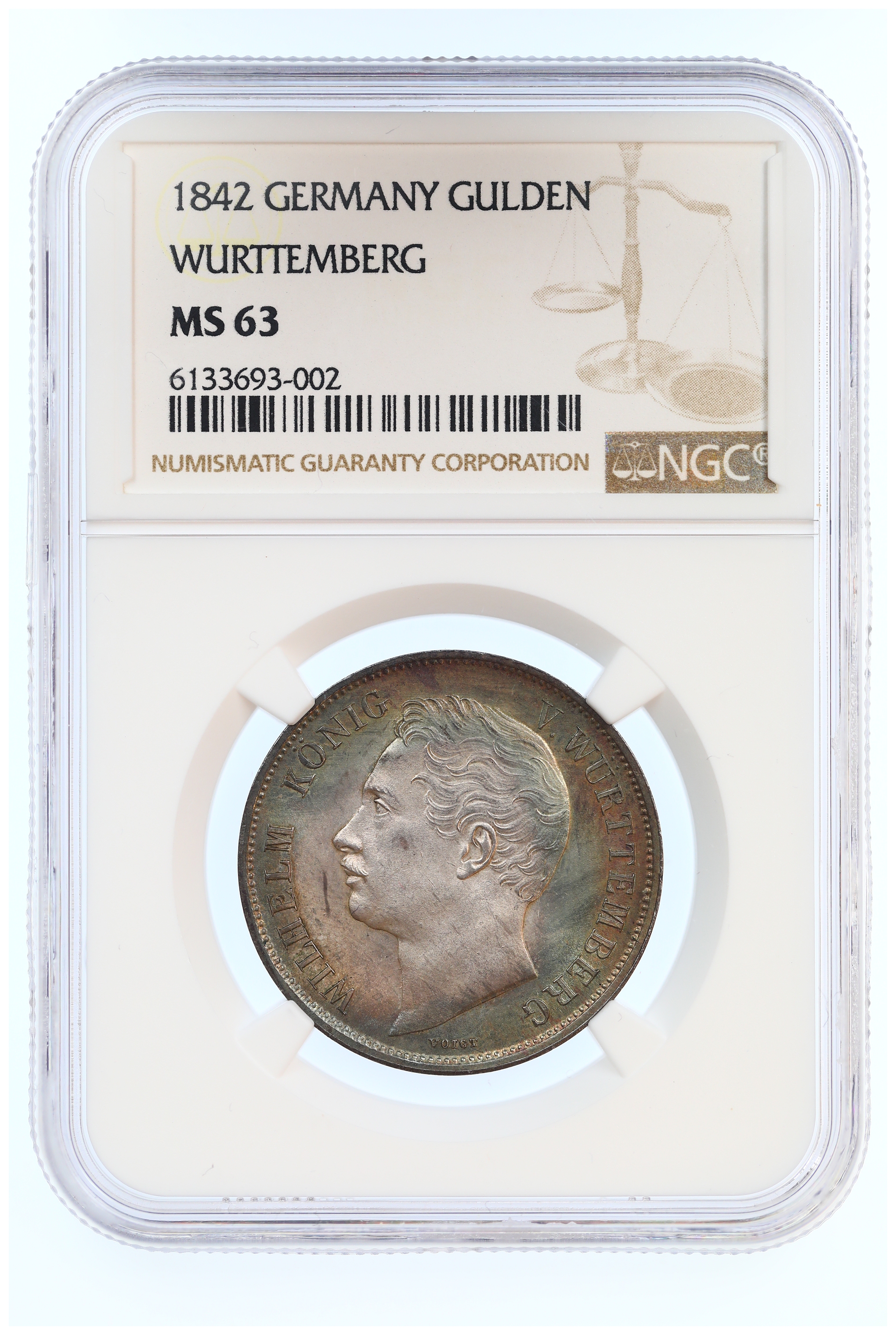 Germany Gulden 1842 Kv: NGC MS63