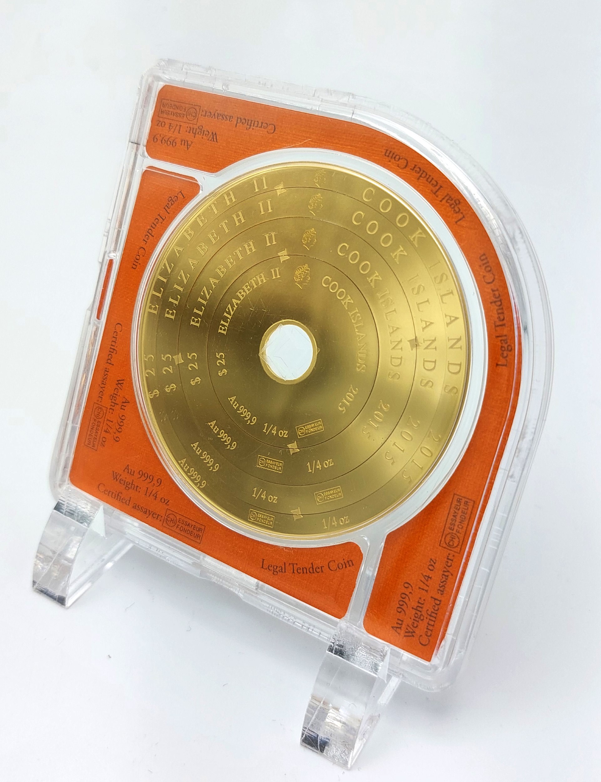 Cook Islands 4 x 25 Dollars 2015 Gold Armillary Coin Valcambi 1 Oz 9999 gull