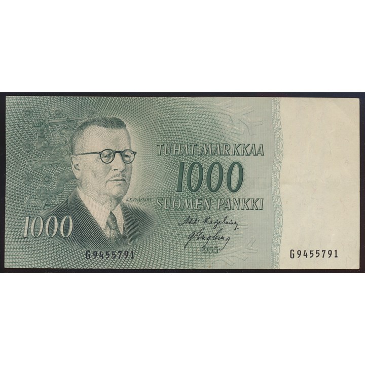 Finland 1000 Markkaa 1955 Kv 1+ (XF)