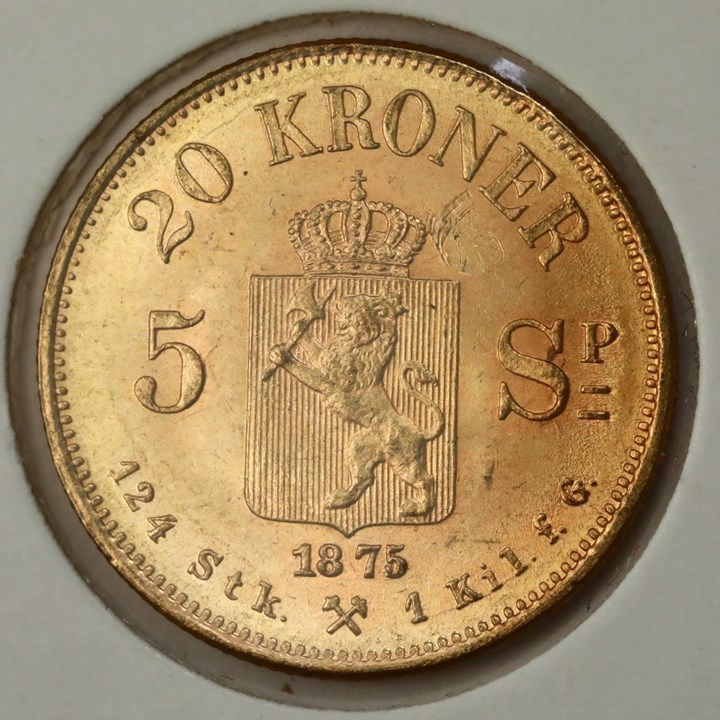 20 Kroner 1875 Kv 0/01