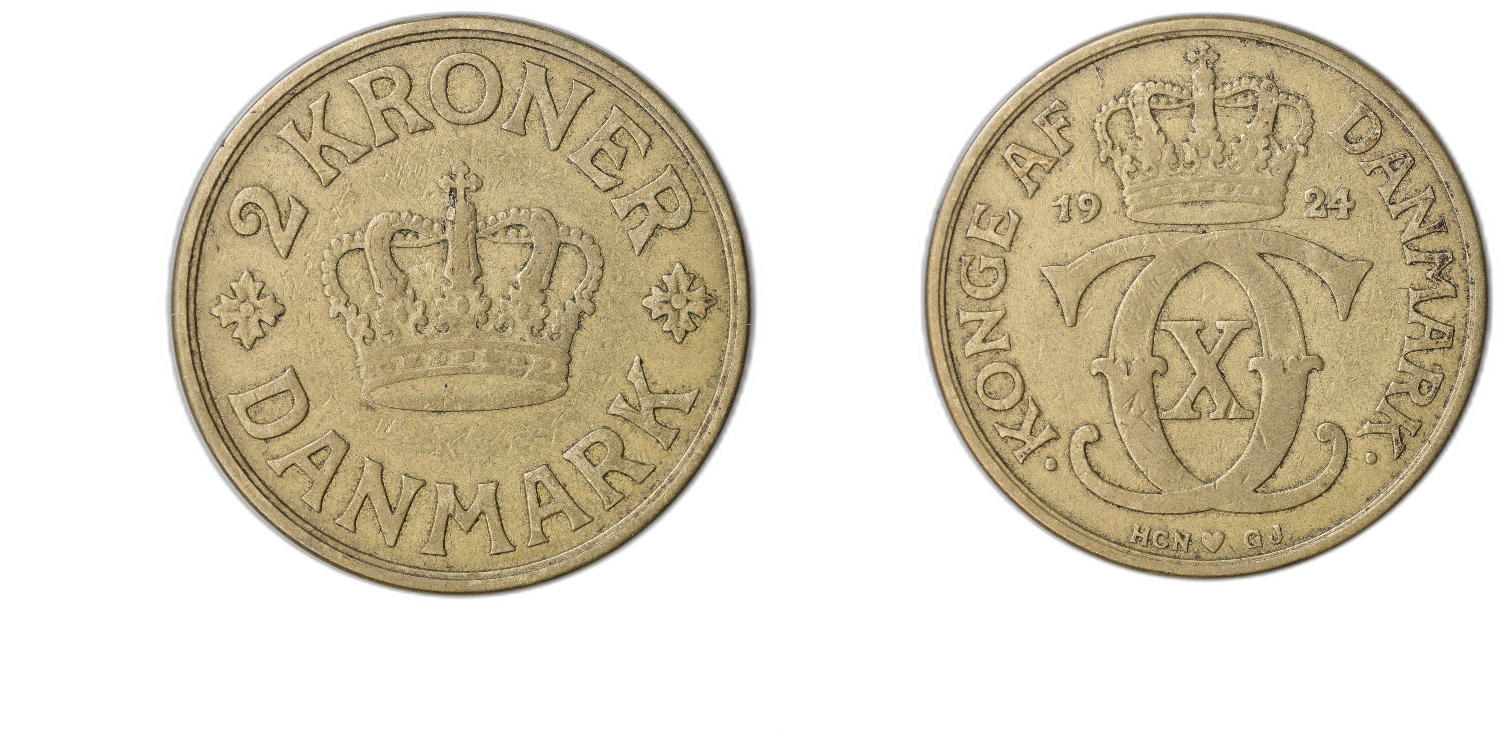 Danmark 2 Kroner 1924  Kv: VF