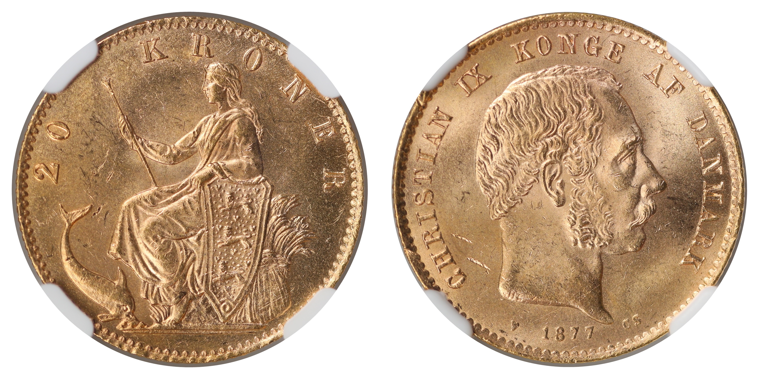 Danmark 20 Kroner 1877  Kv: NGC MS63