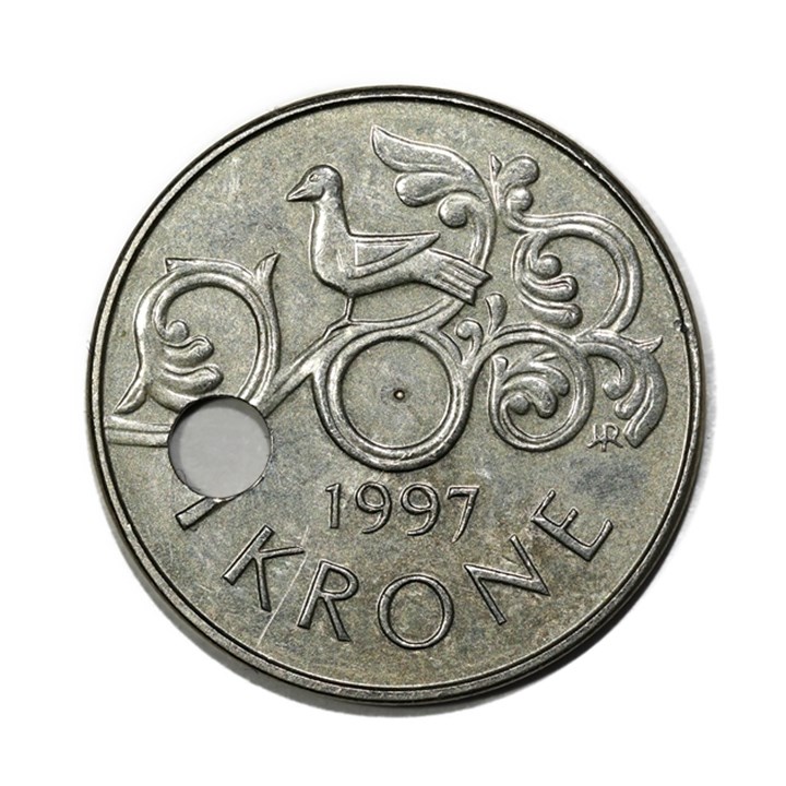 1 Krone 1997 Skjevt Hull