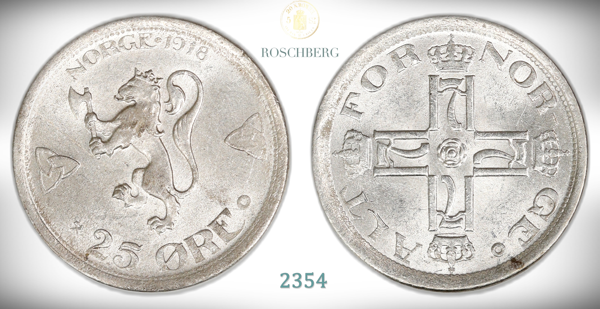 Norge 25 Øre 1918/16  Kv: 0/01
