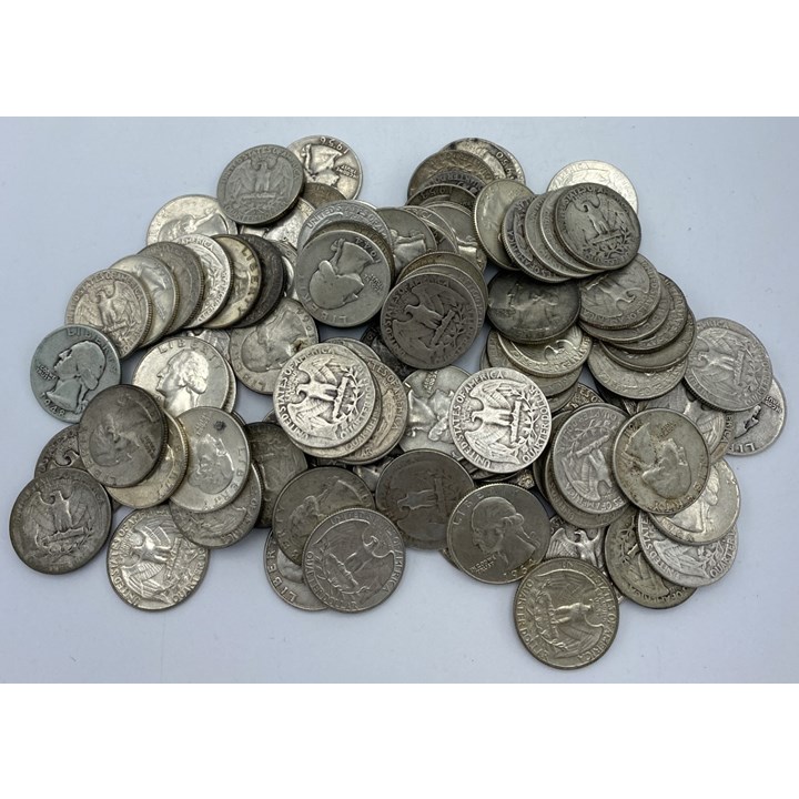 USA 100 Stk Washington Silver Quarter 90% Sølv