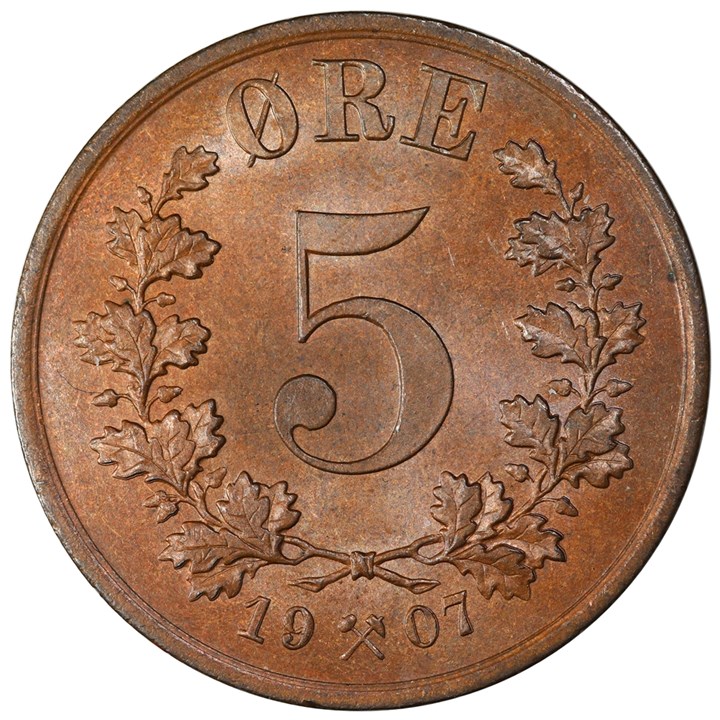 5 Øre 1907 Kv 0