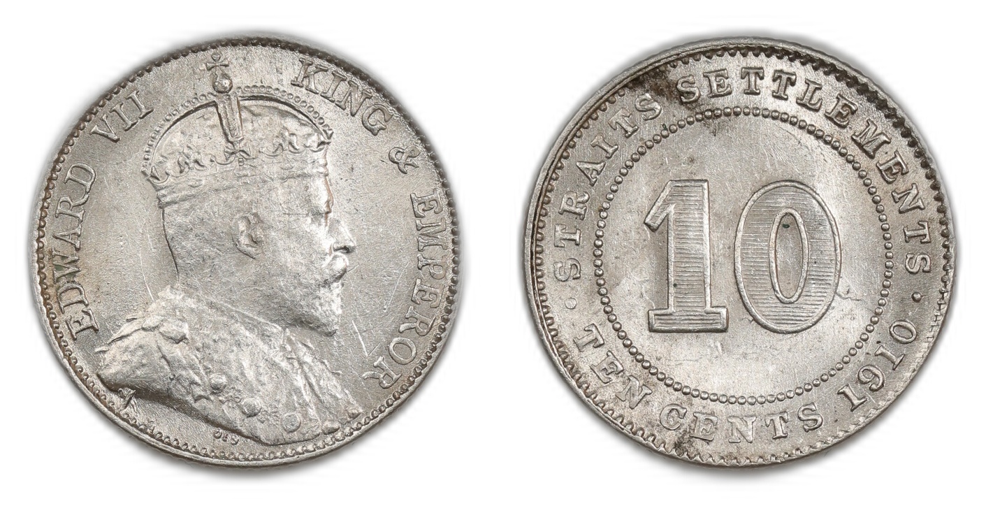 Straits 10 Cents 1910-B Kv: UNC