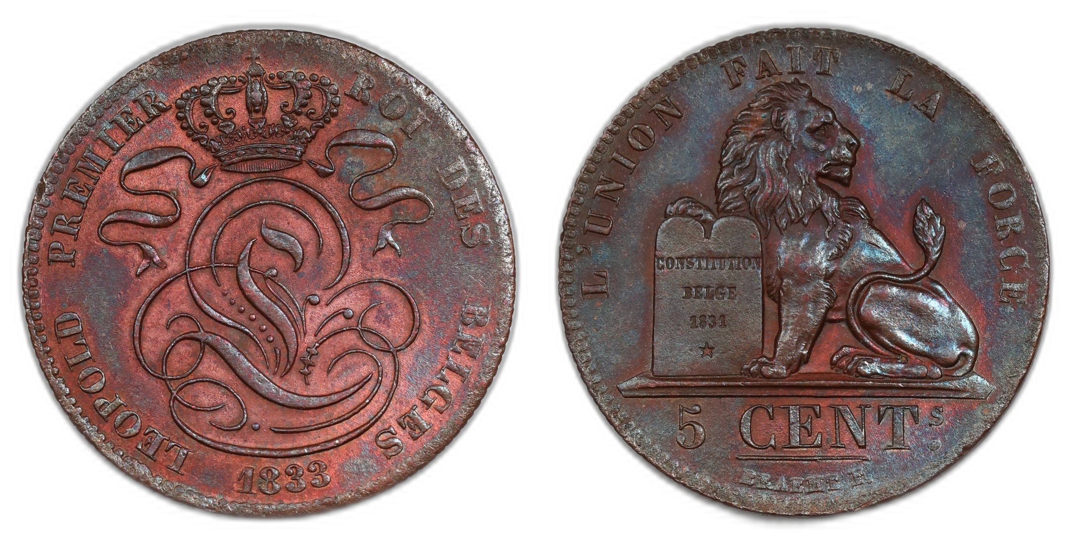 Belgium 5 Centimes 1833 Kv: UNC