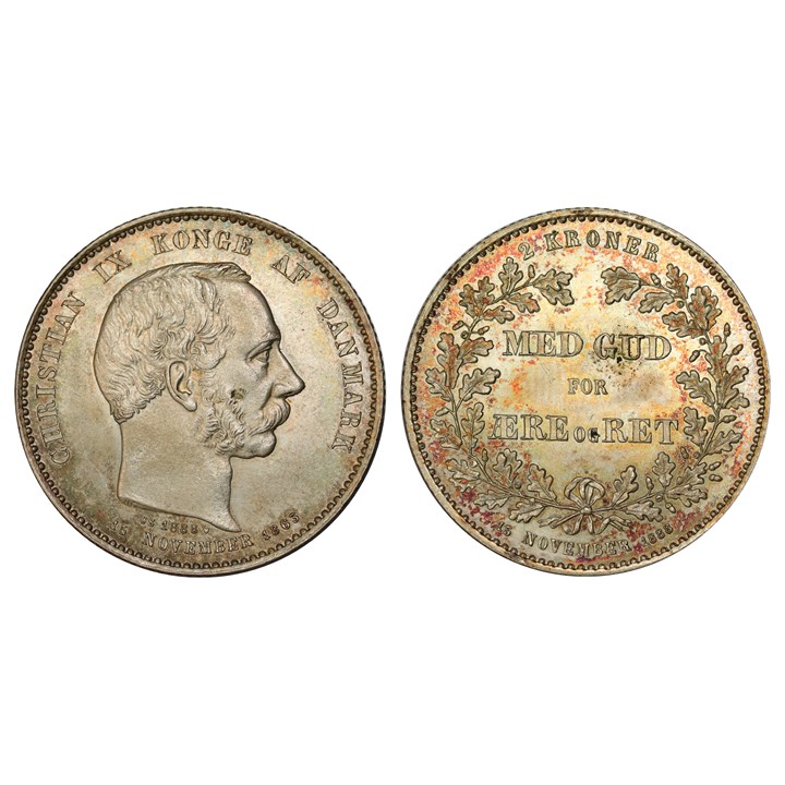 Denmark 2 Kroner 1888 UNC
