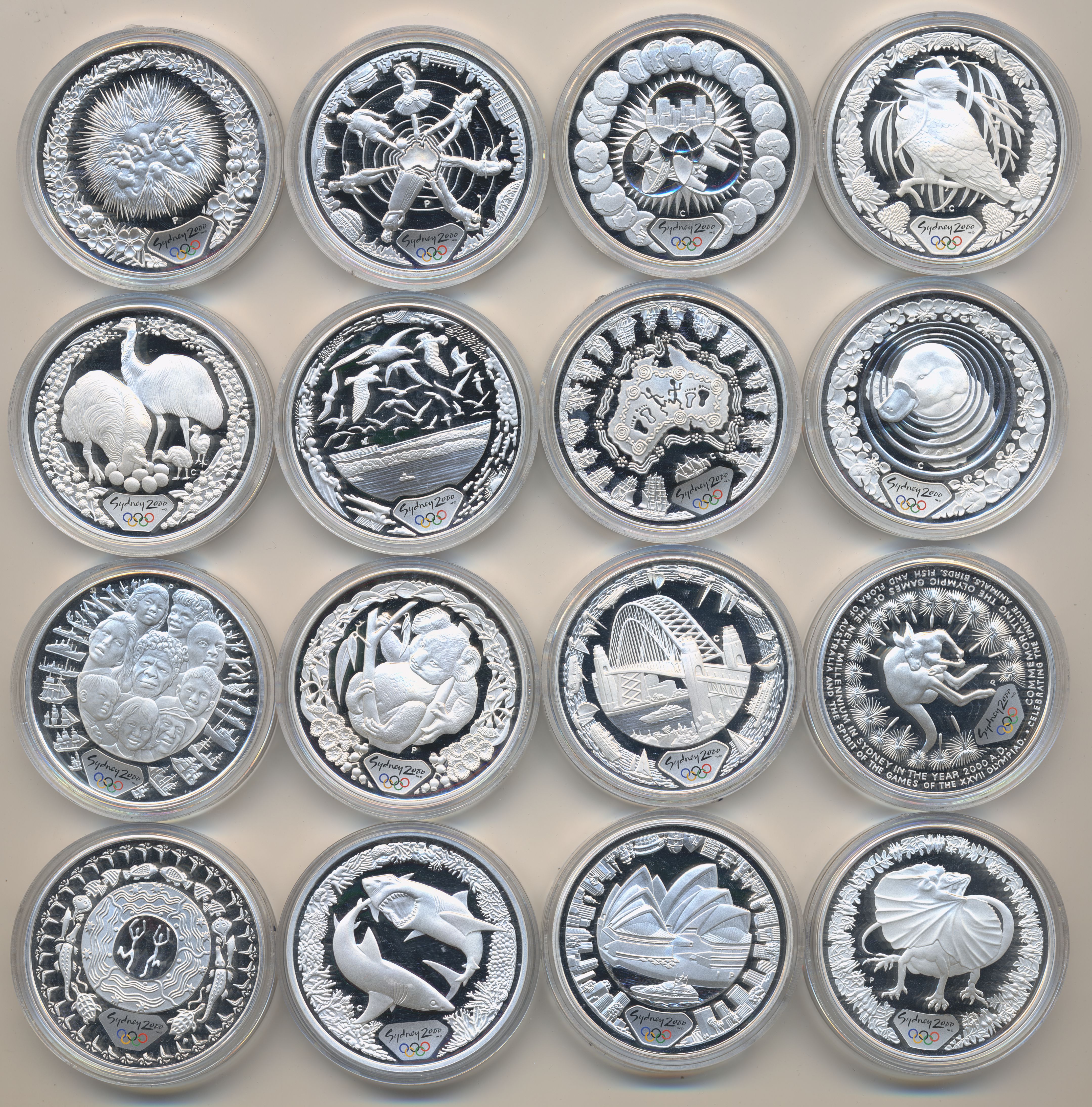 Australia Sydney Olympics 2000 Complete set 1 Oz silver 16 Pcs
