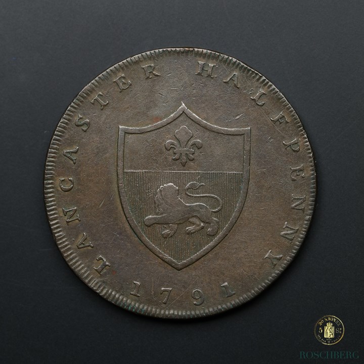 GB - Lancaster Half Penny Token 1791 Kv VF