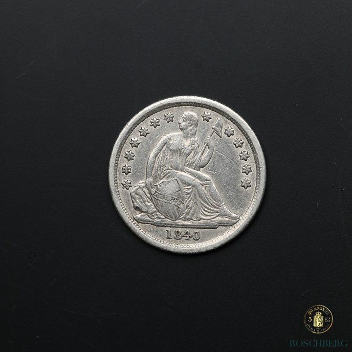 USA Dime 1840 No Drapery Kv VF