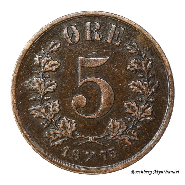 5 Øre 1875 Kv 1+