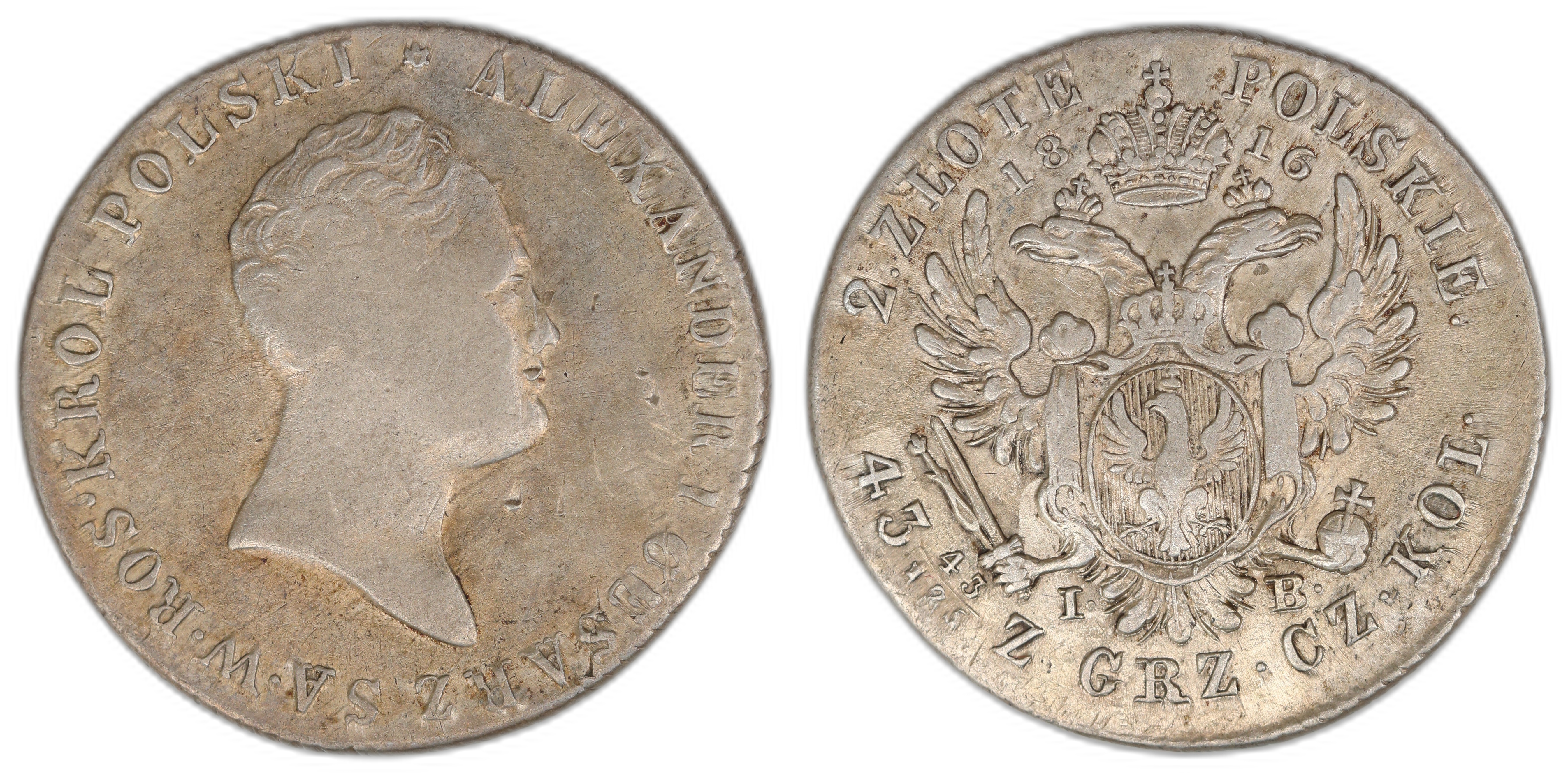 Poland 2 Zlote 1816  Kv: VF, cleaned