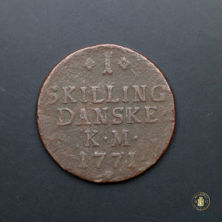 R7563 Norge 1 Skilling 1771 Kongsberg Kv 1