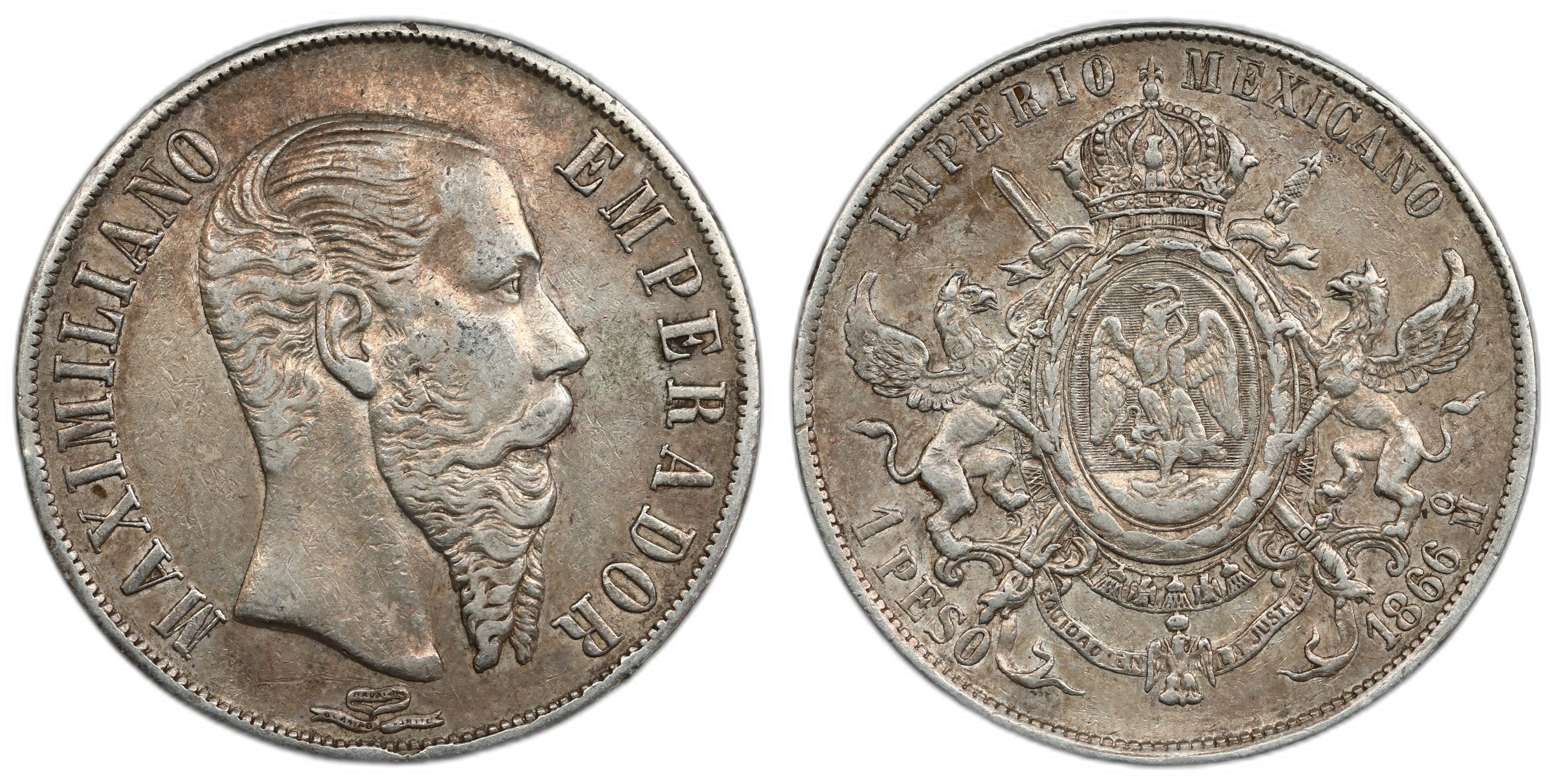 Mexico 1 Peso 1866-Mo Kv: XF