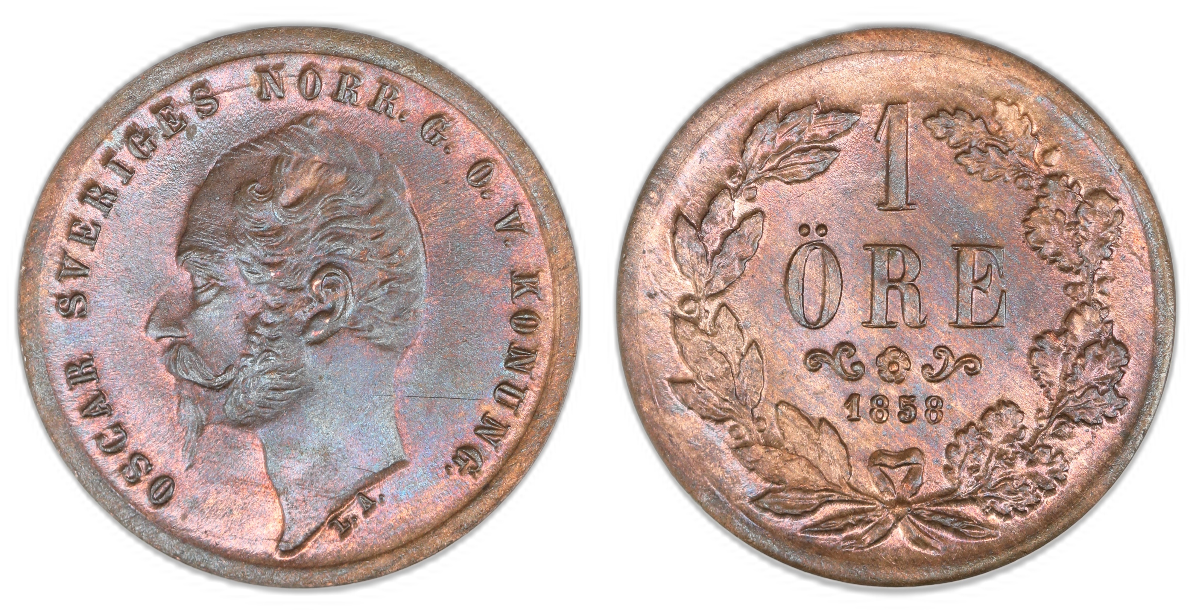 Sweden 1 Öre 1858  Kv: 0 (UNC)
