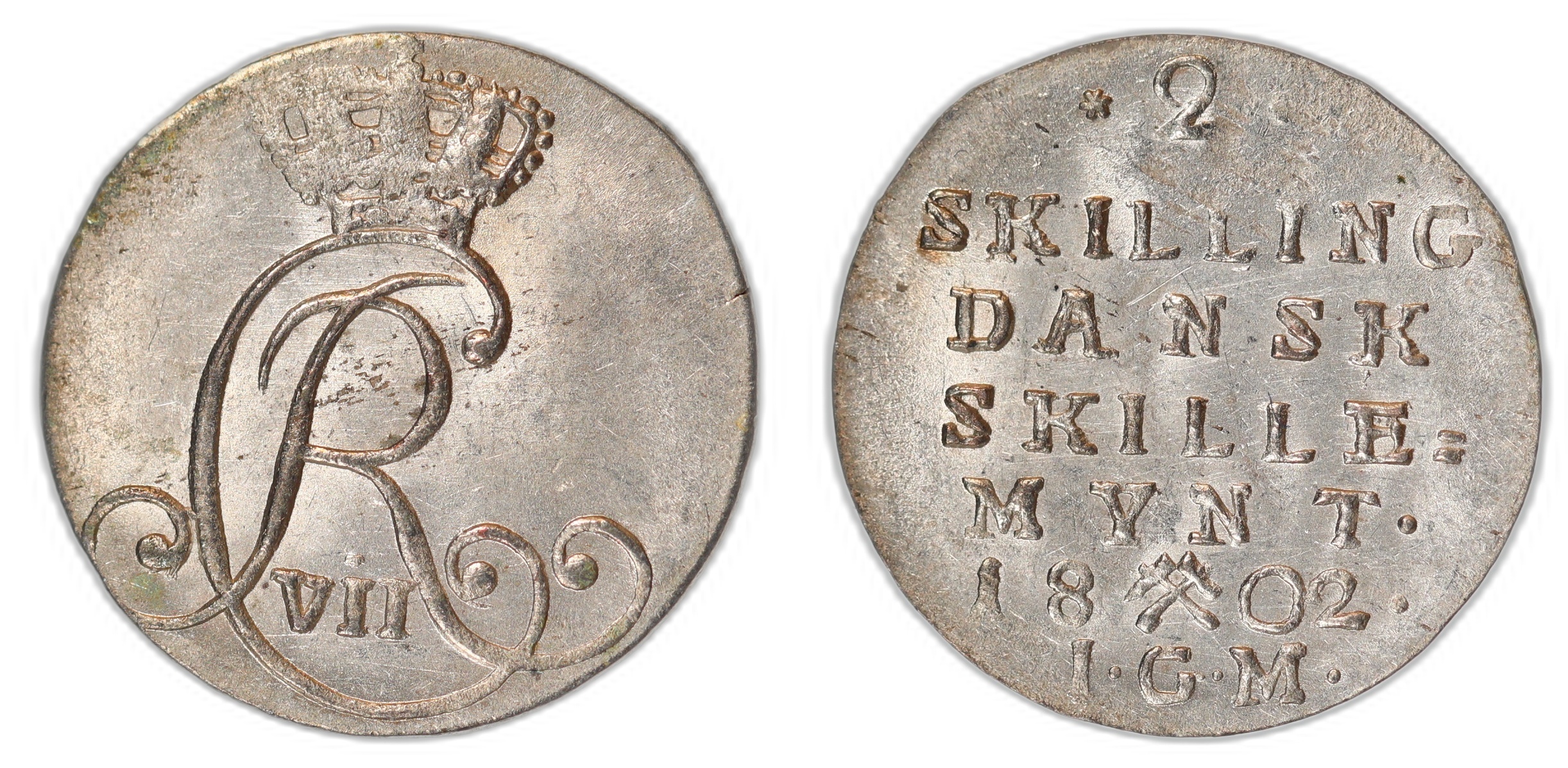 Norge 2 Skilling 1802-IGM Kv: 0