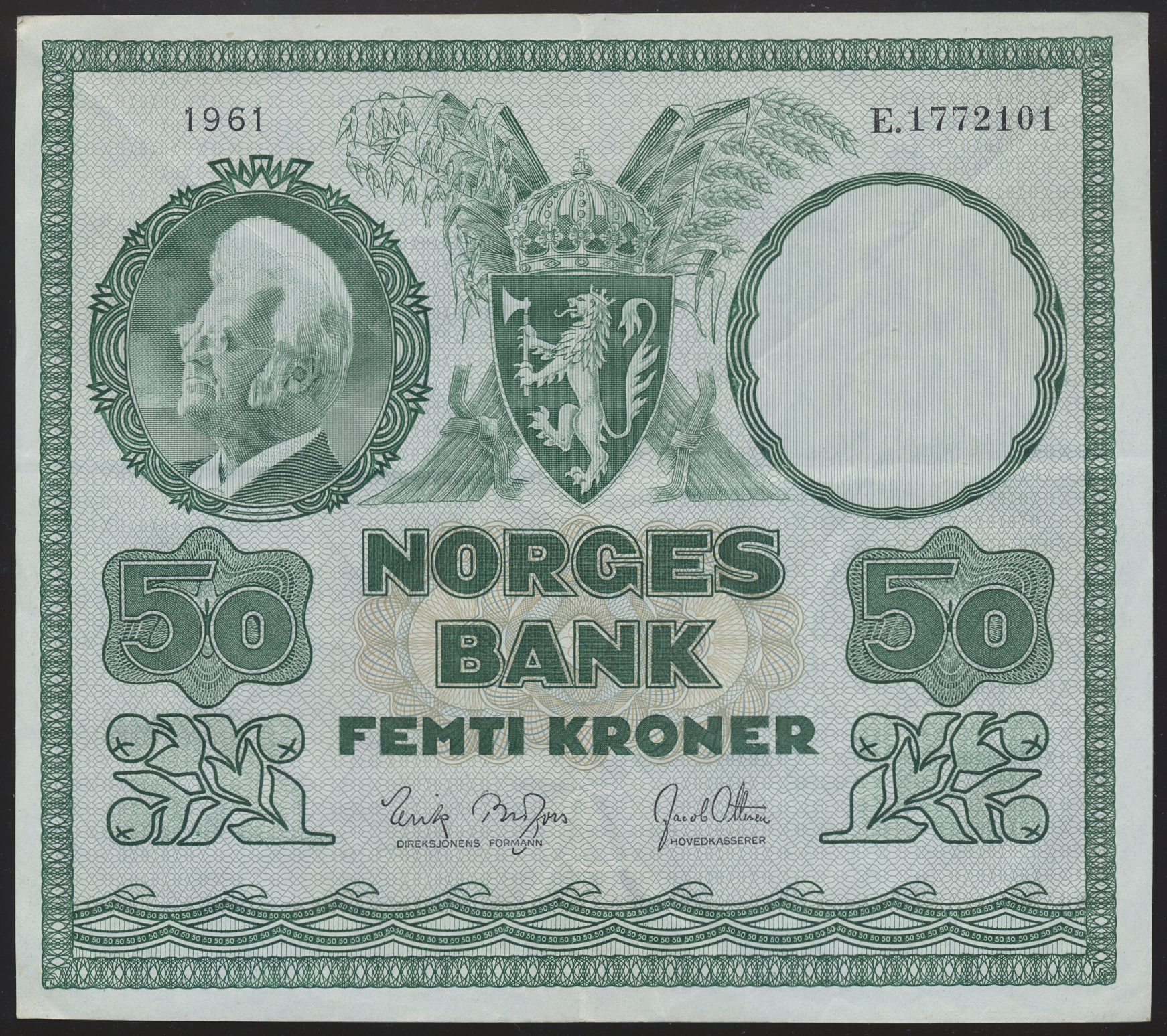 Norge 50 Kroner 1961 E  Kv: 1/1+