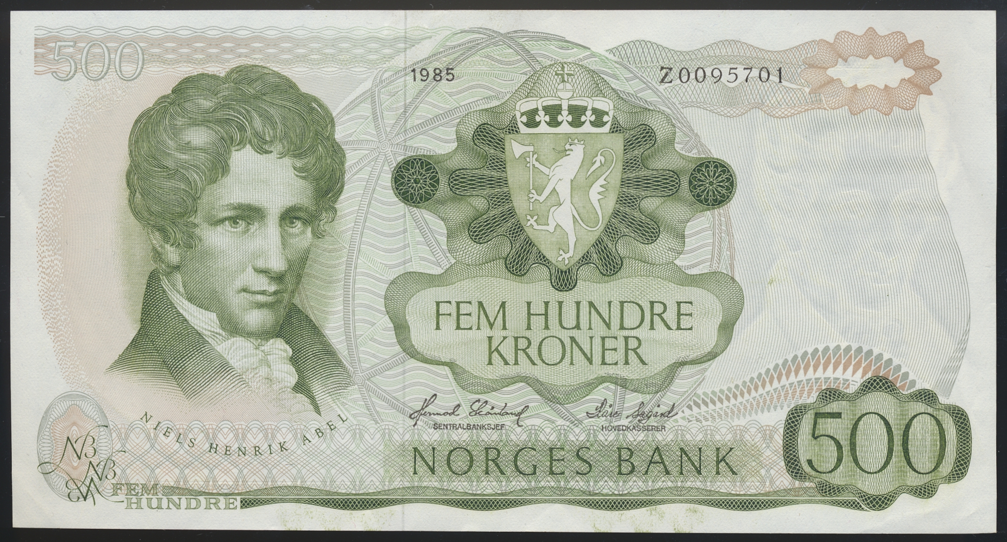 500 Kroner 1985 Z Erstatning Kv 1/1+