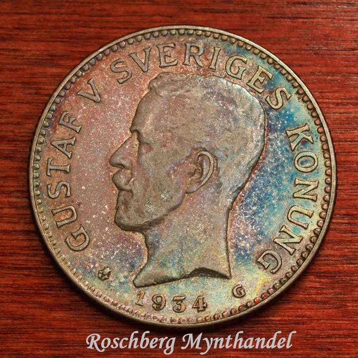 Sverige 2 Kronor 1934 Kv 1+