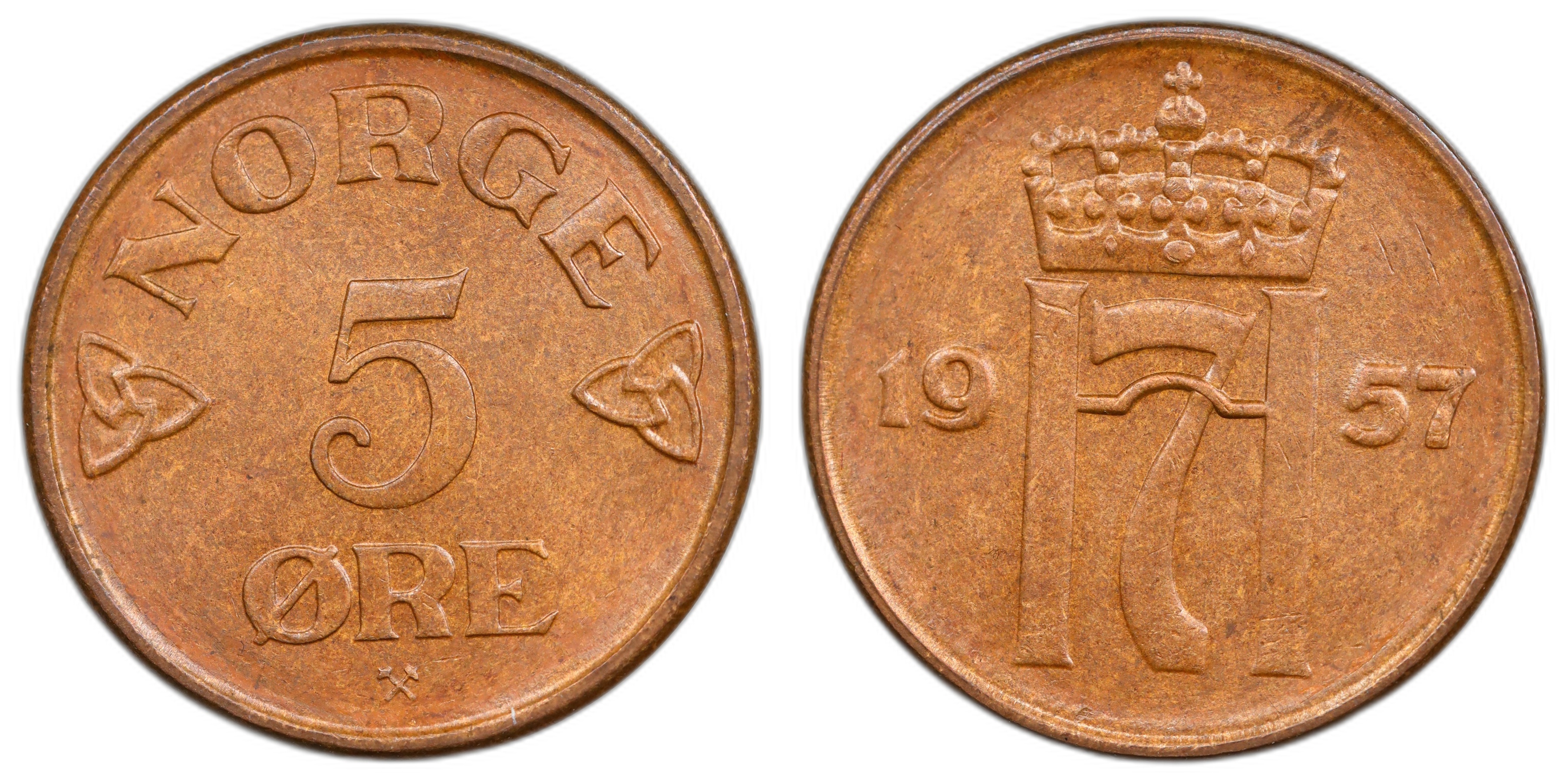 Norge 5 Øre 1957 Kv: 0