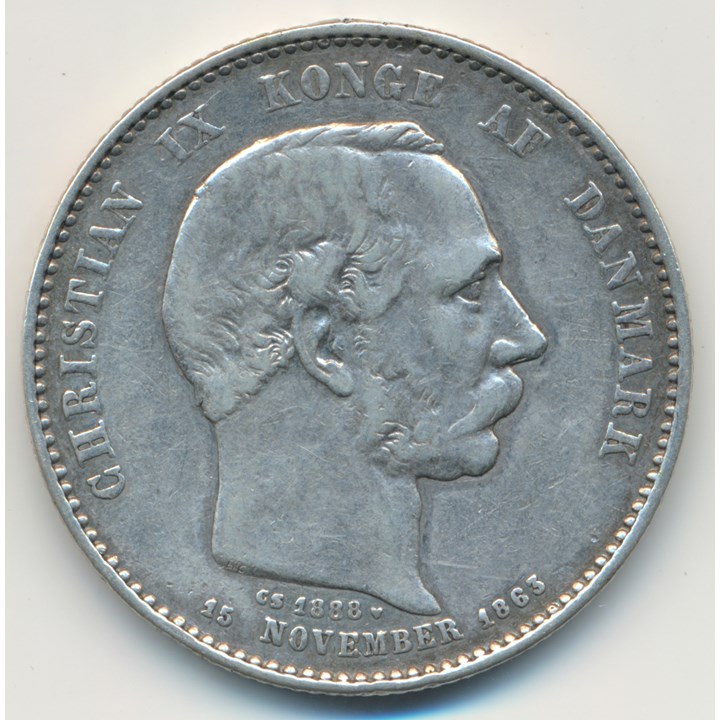 Danmark 2 Kroner 1888 Kv 1/1+