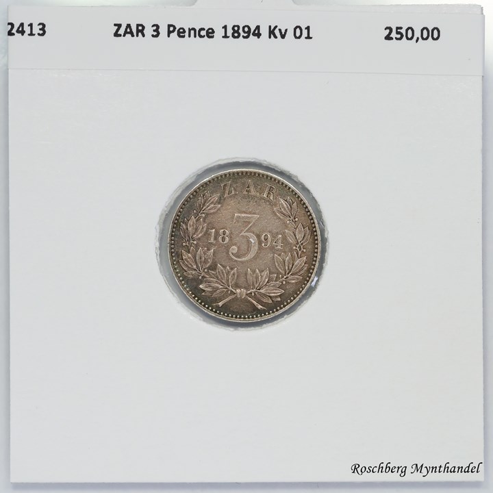 ZAR 3 Pence 1894 Kv 01