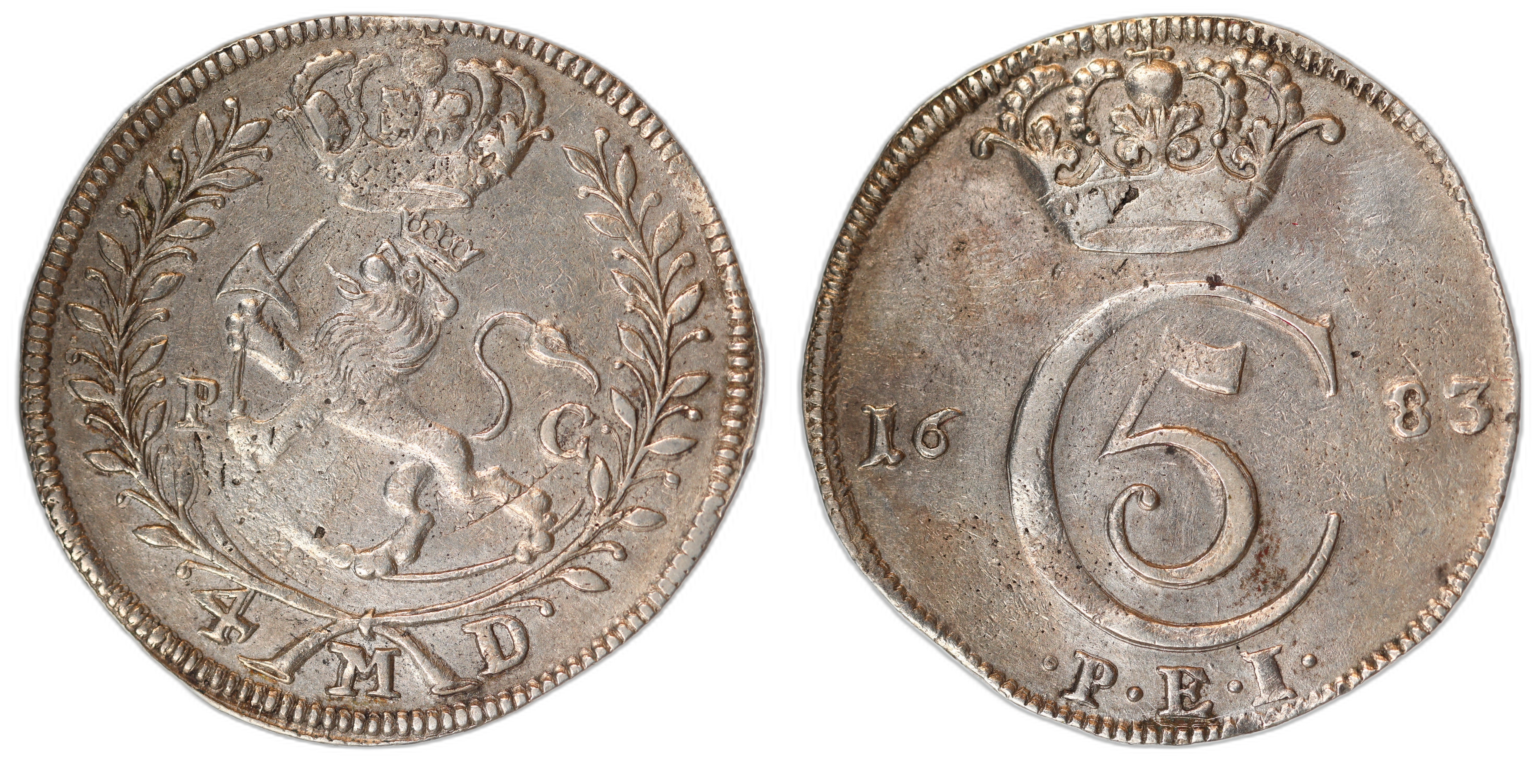 Norge 4 Mark 1683-PG Kv: 1+ (XF)