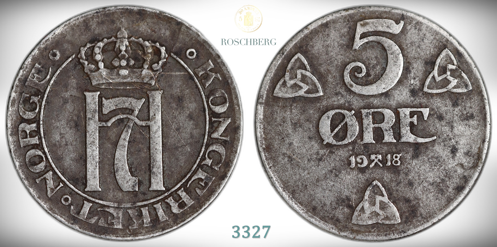 Norge 5 Øre 1918/17  Kv: 1