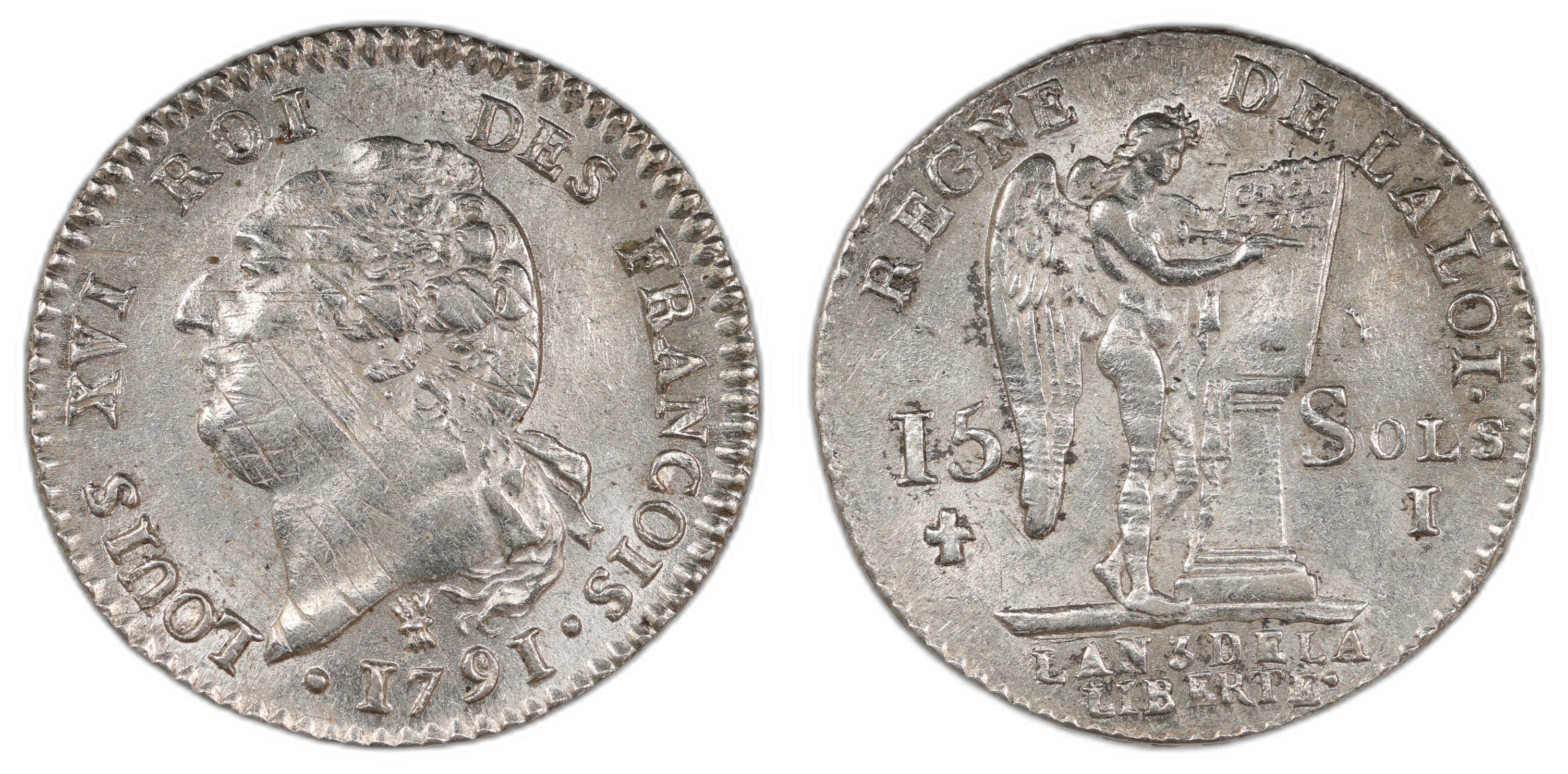 France 15 Sols 1791-I Kv: AU