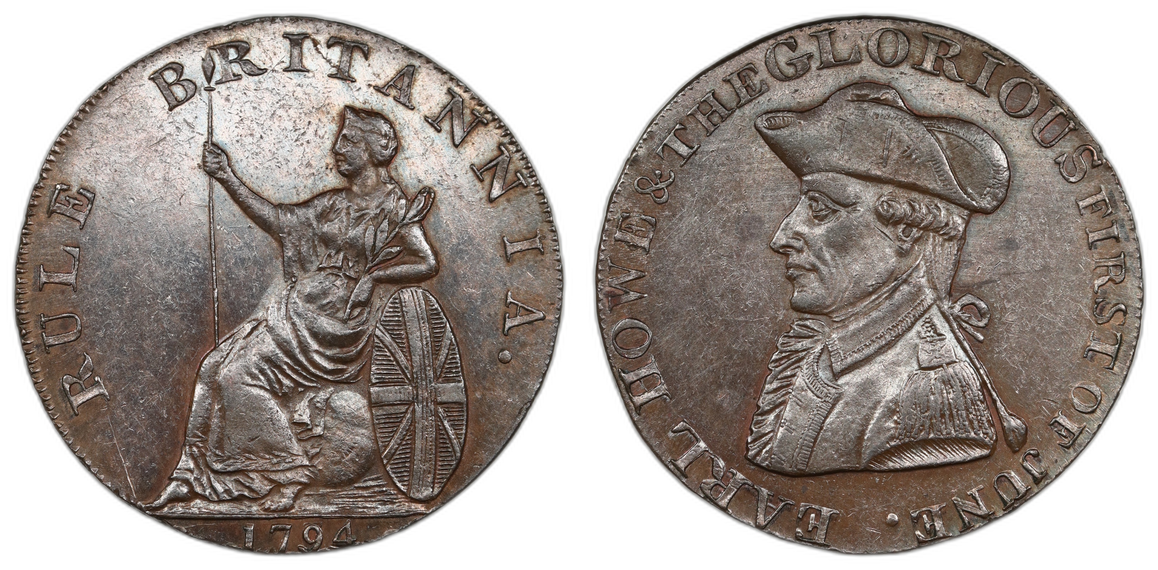 Great Britain Half Penny Token Earl Howe 1794 Kv Prooflike