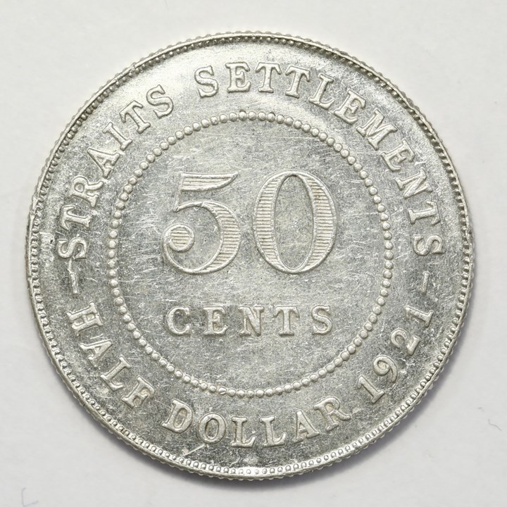 Straits Settelments 50 Cents 1921 UNC
