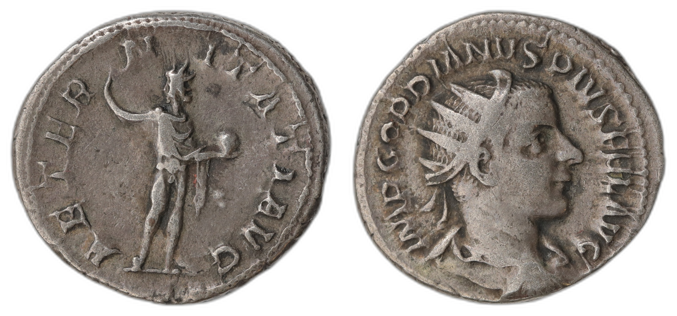 Gordian III AR Denar 238-244 Kv: VF