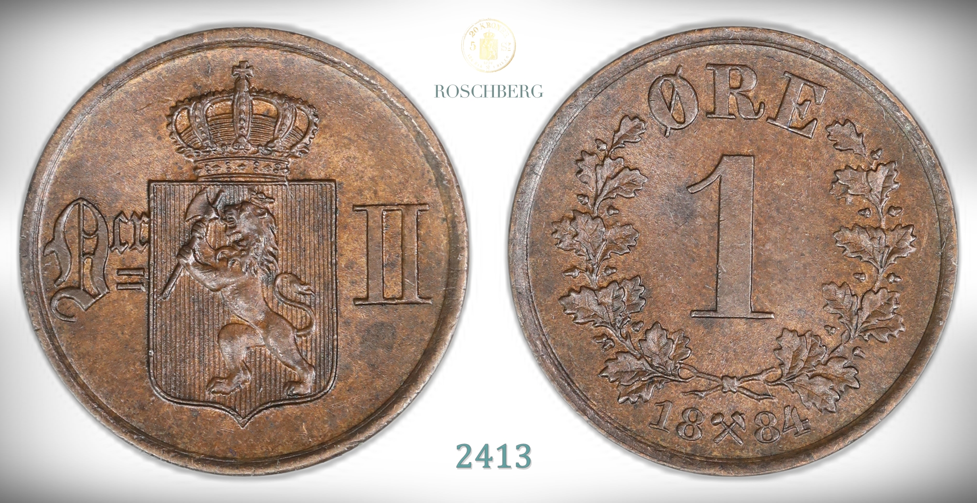 Norge 1 Øre 1884  Kv: 01