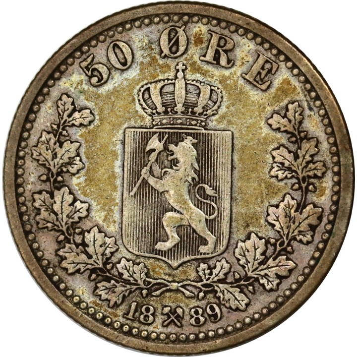 50 Øre 1889 Kv 1/1+