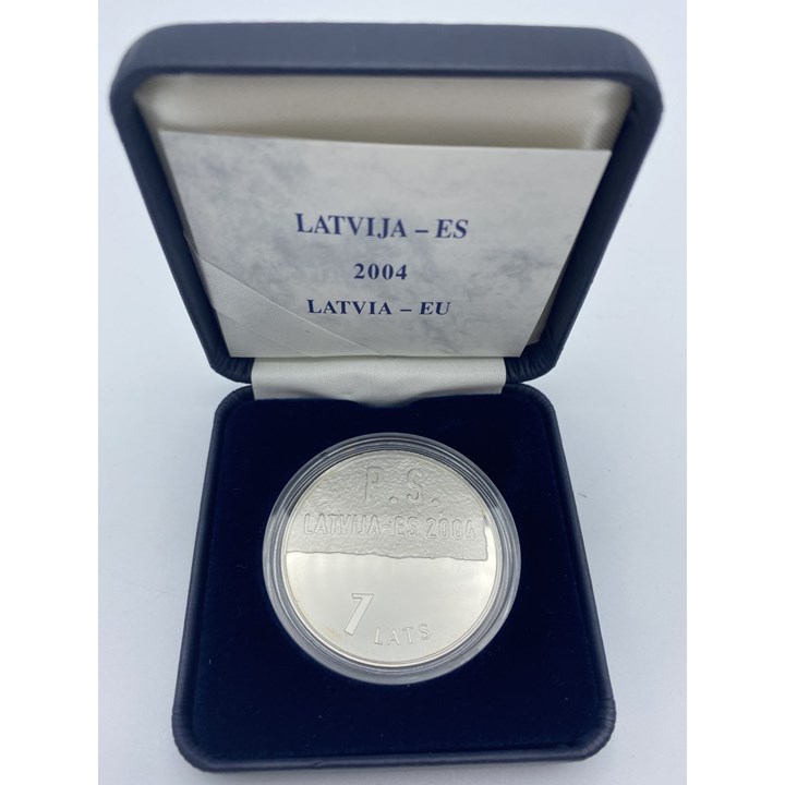 Latvia 1 Lats 2004 Latvia-EU Kv Proof i originalt etui med sertifikat
