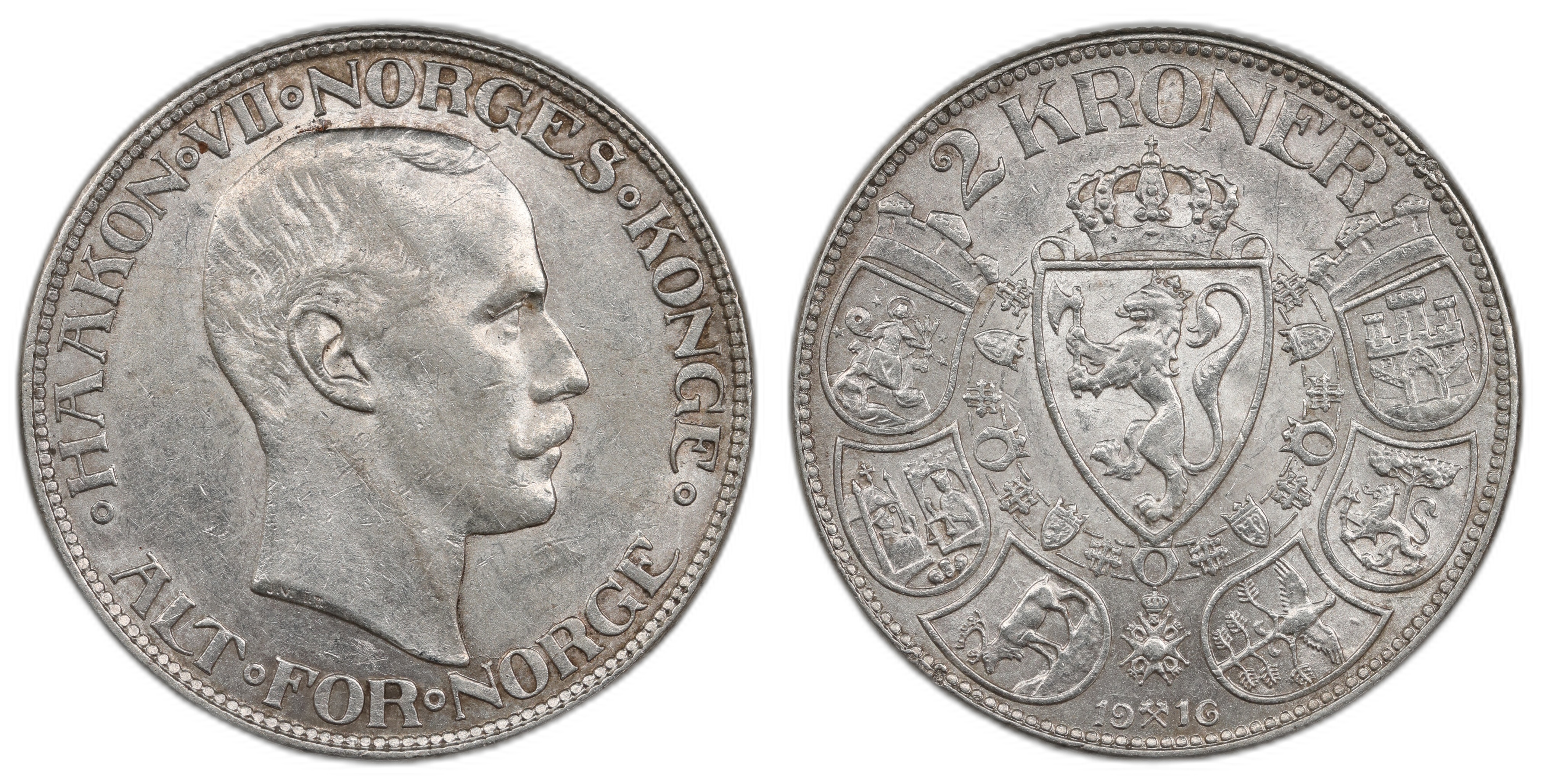 Norge 2 Kroner 1916 Kv 1+/01