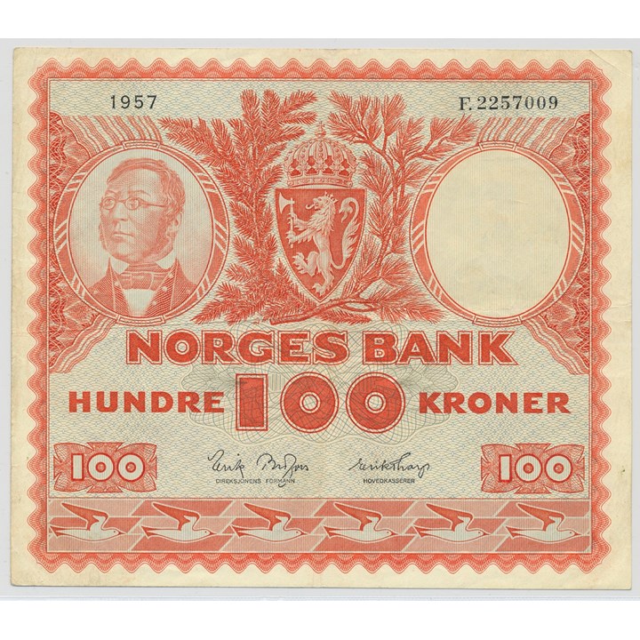 100 Kroner 1957 F Kv 1/1+