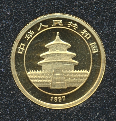 Kina 5 Yuan Panda 1997 1/20 Oz 999 Gull UNC