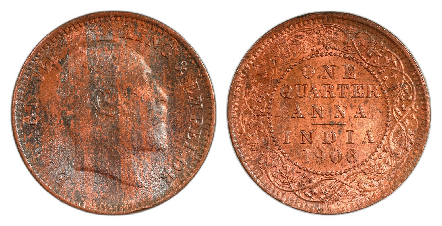 Br India 1/4 Anna 1906 Kv: UNC