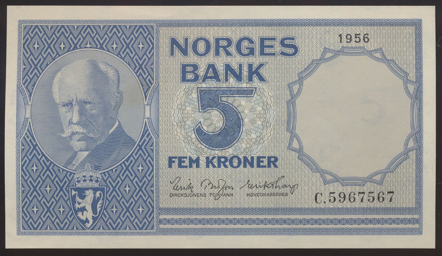 5 Kroner 1956 C Kv 0- (tellemerke)