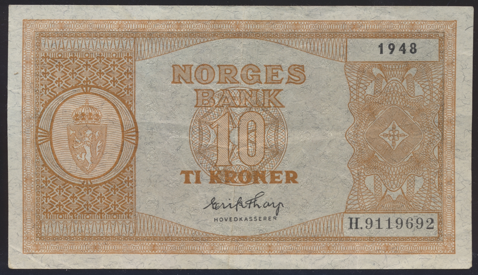 Norge 10 Kroner 1948 H  Kv: 1