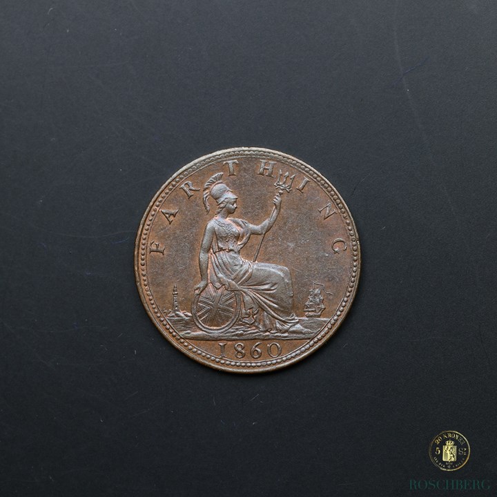 Great Britain Farthing 1860 Beaded Kv Choice UNC