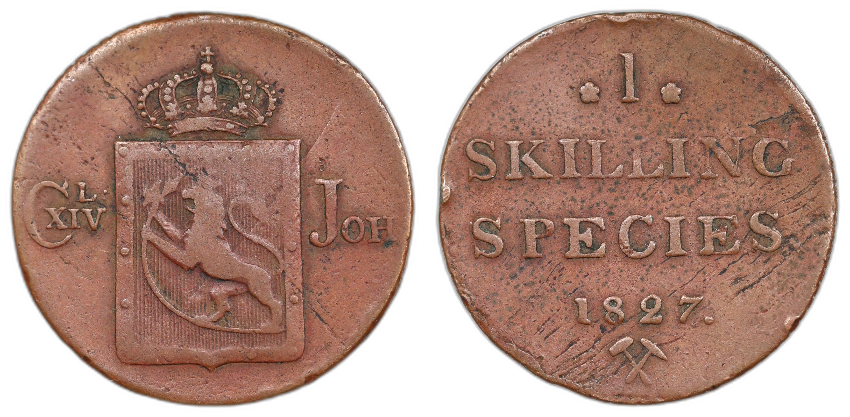 1 Skilling 1827 Kv 1/1+